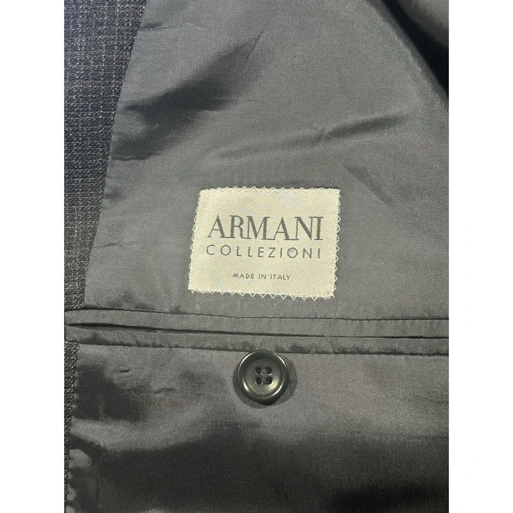 Armani Collezioni Men's 40R Black Plaid Blazer Wool Viscose Saks Fifth Italy